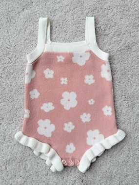 SNUG Pink Floral Knit One-Piece Bodysuit